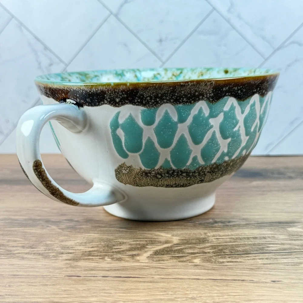 Meritage Otis Teal 27 oz Stoneware Soup Bowl w Handle / 1 Replacement Piece